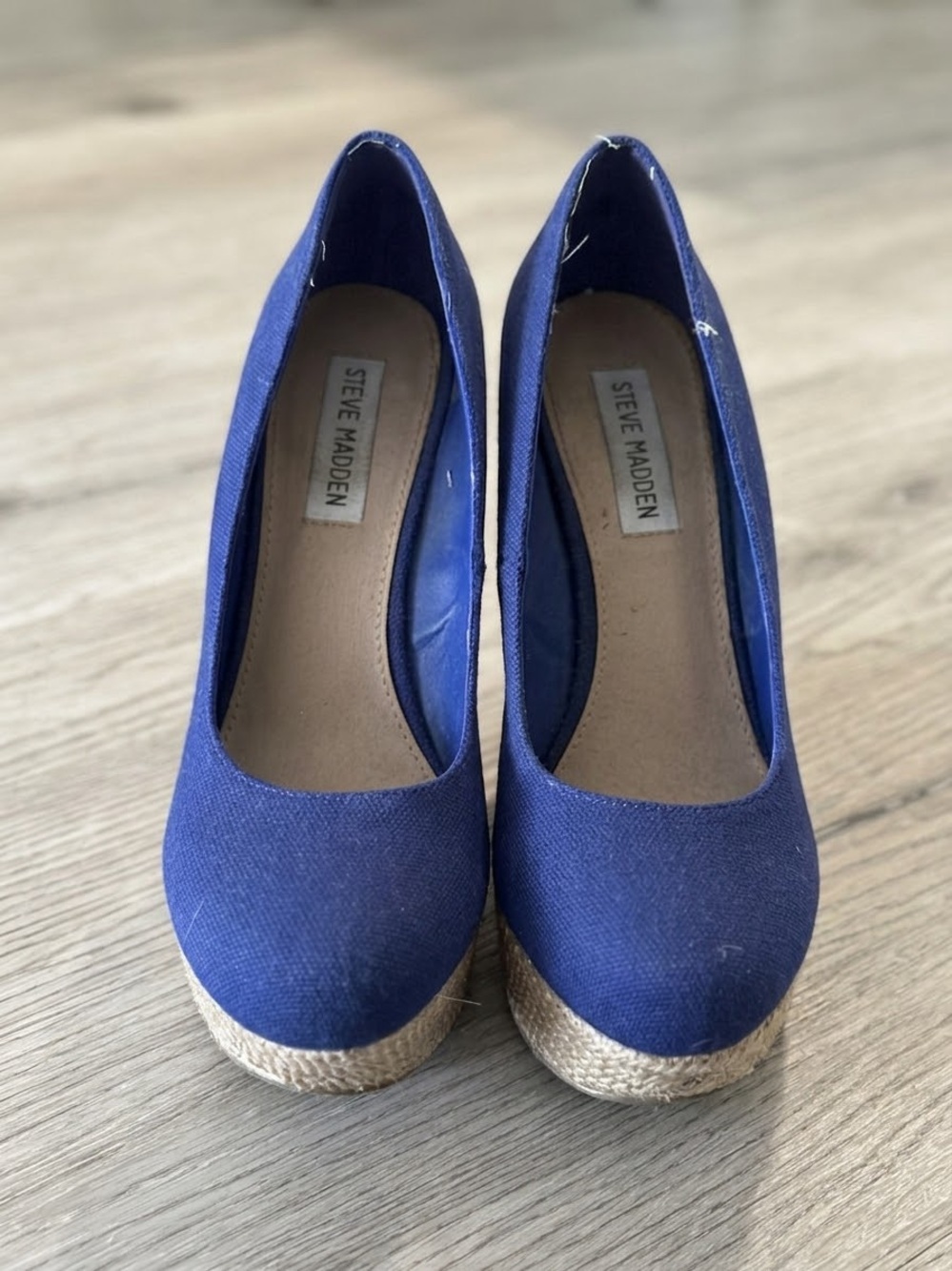 Steve Madden Royal Blue Canvas Espadrille Wedge Pumps